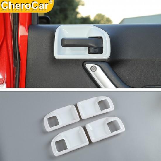4X Inner Door Handle Bowl Cover Trim for Jeep Wrangler JK JKU 2011-17 4-Door