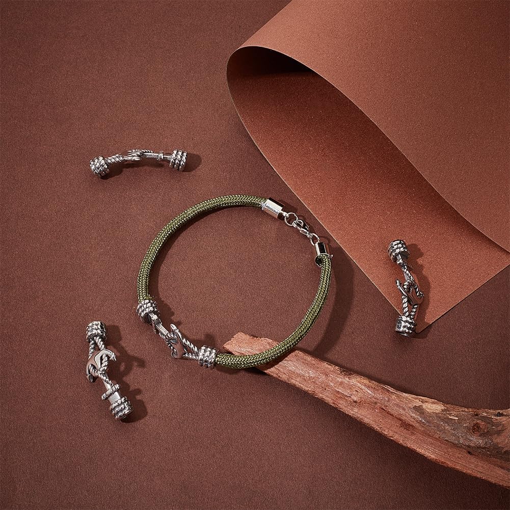 UNICRAFTALE 4 Sets Rope & Anchor Toggle Clasps 304 Stainless Steel Round Toggle Connectors Antique Silver IQ Toggle Clasps & Tbar Clasps for DIY