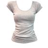 U-neck Design Sense Spice Girl Short-sleeved T-shirt Women's Summer New Front Shoulder Slim and Thin Versatile Low Collar Trendy