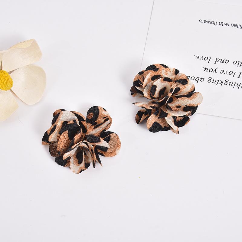 Handmade Chiffon Camellia Flower Earrings - 3cm Fabric Accessories