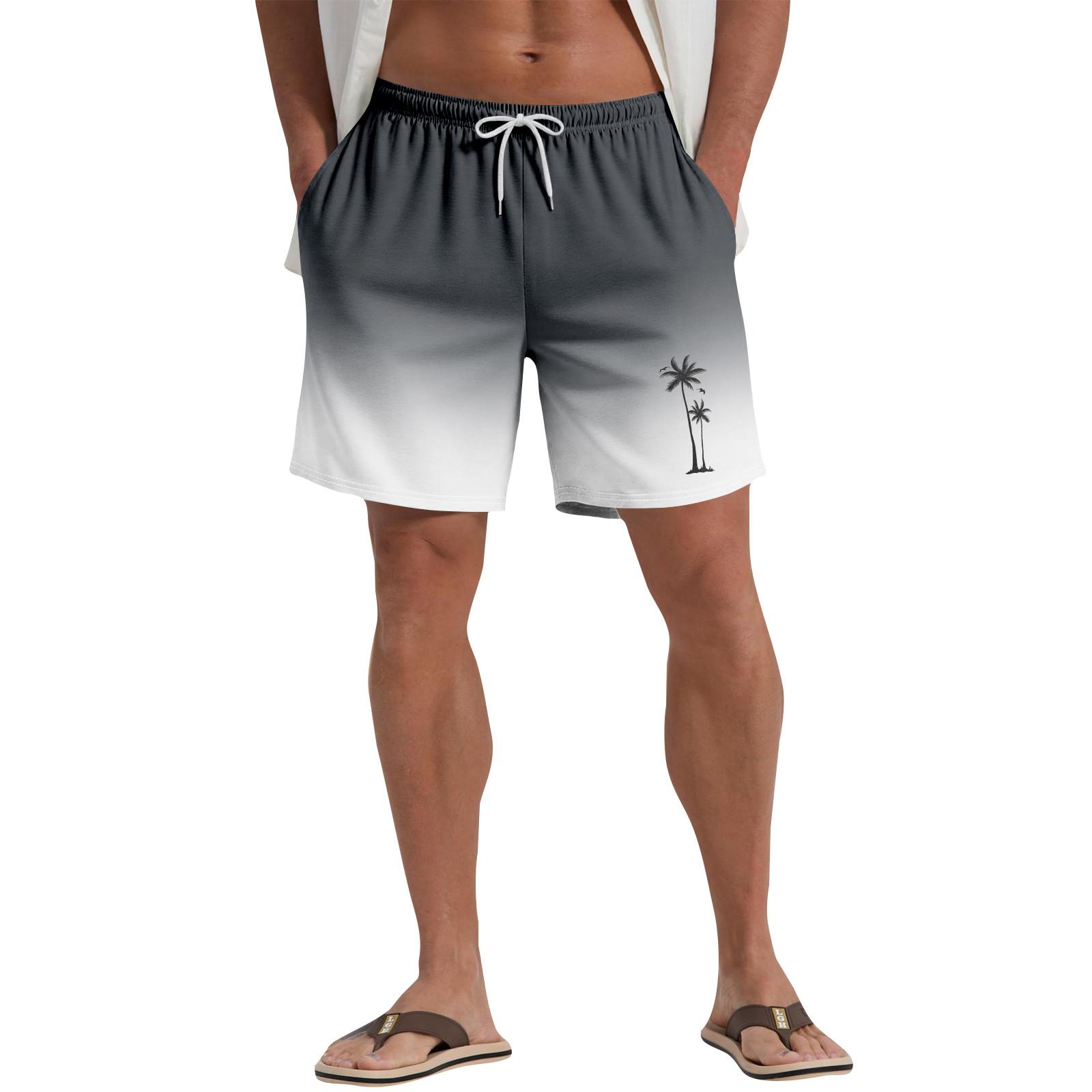 

Чоловічі повсякденні пляжні шорти з гавайським рослинним принтом XL білий