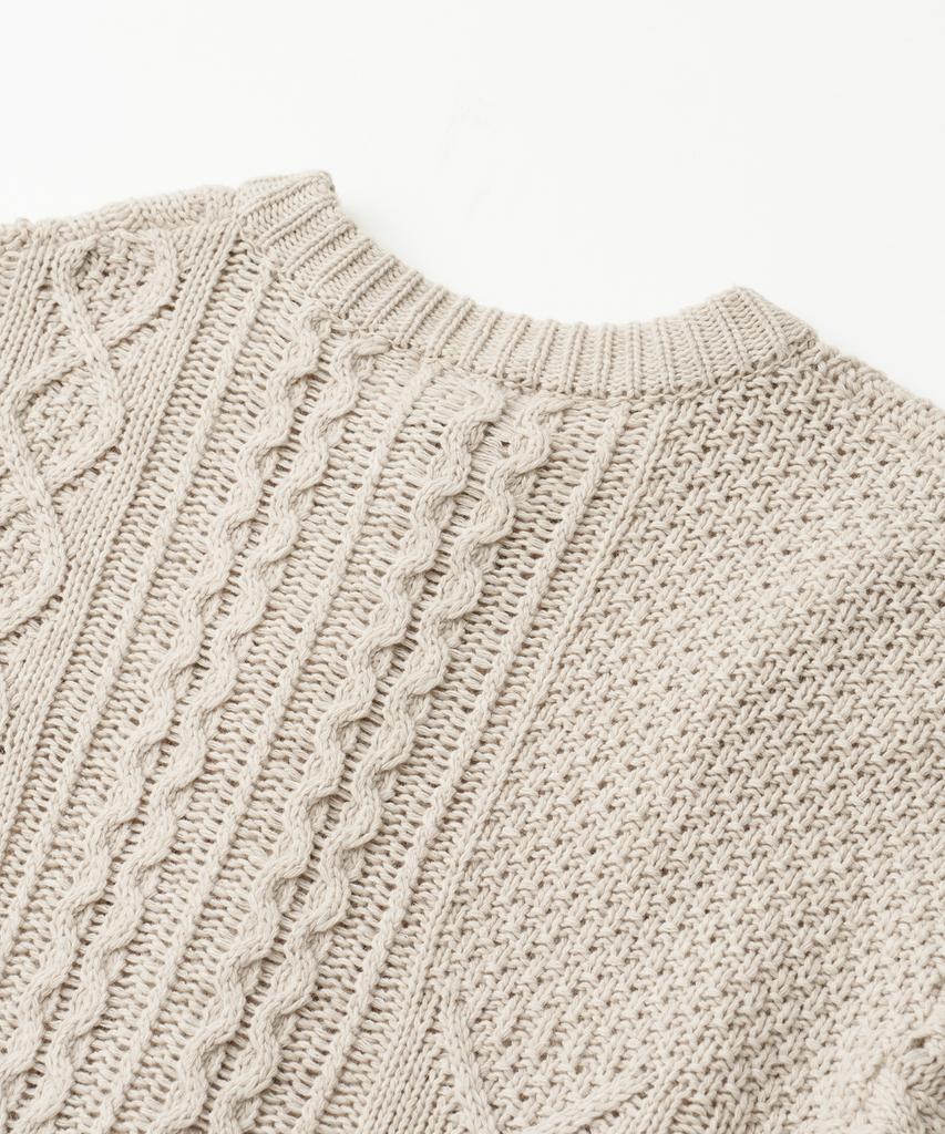 Another Office Grandma Cable Cardigan (Oatmeal)
