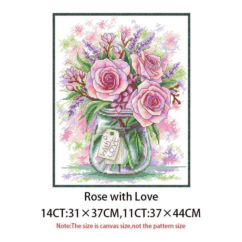 Flower Vase Series Cross Stitch Pattern Kits Embroidery Needlework Sets Unprinted Canvas 11CT14CT DIY Crafts Home Decor Painting