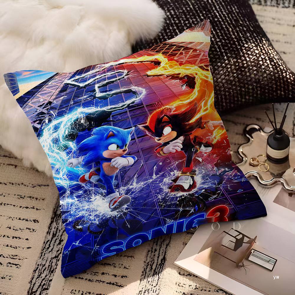 Anime S-Sonics H-Hedgehoges Cushion Cover Car Throw Pillow Case For Sofa Car Christmas Gift 40X40Cm 45X45Cm