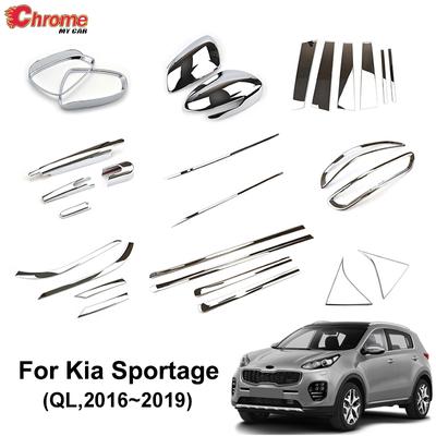 For Kia Sportage QL 2016 2017 2018 Chrome Front Rear Fog Light Side Door Mirror Cover Trim Body Molding Strip Car