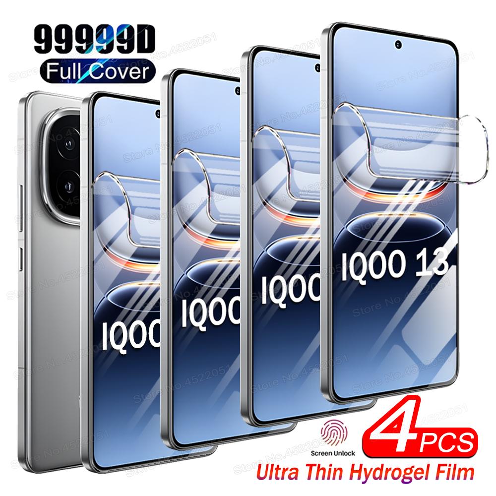 

4PCS For VIVO IQOO 13 12 11 8 9 10 Pro Ultra Slim Hydrogel Film For IQOO NEO 10 9 8 9S Pro Screen Protector For IQOO Z9 Turbo 5G For IQOO Z9S білий