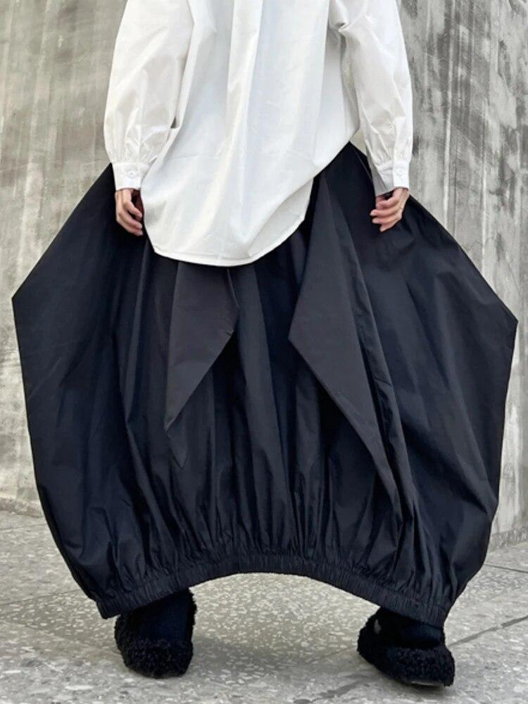 Xitao Saia de cintura elástica irregular plissada personalidade moda feminina DMJ4056