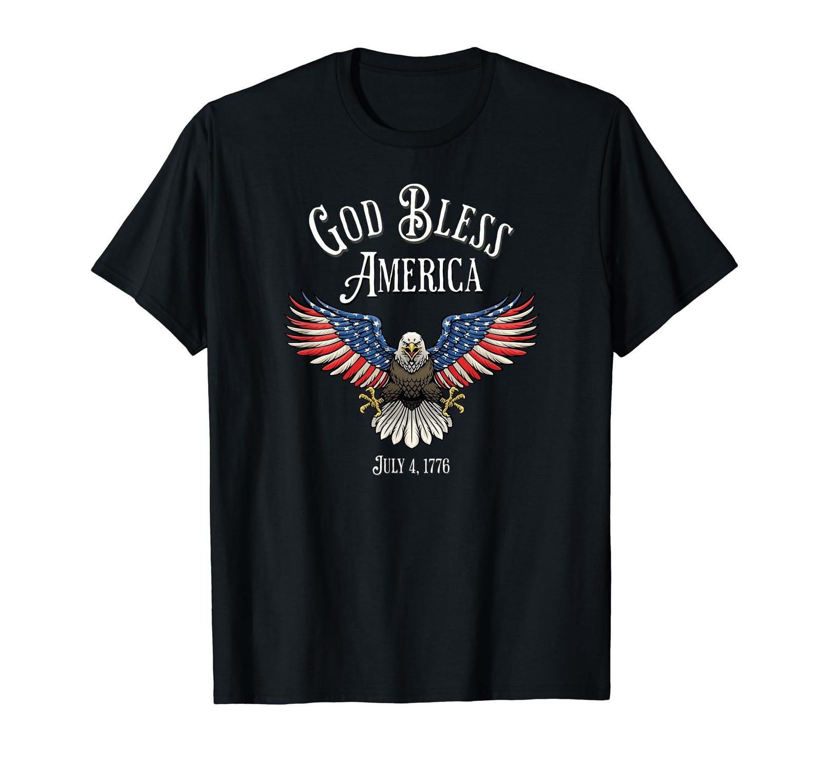 God Bless America Flag Eagle Flying July 4 1776 Graphic T-Shirt S