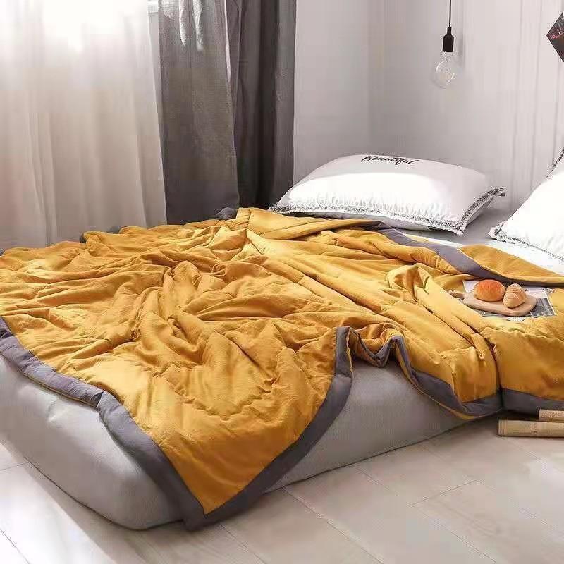 Washed Cotton Quilt, Air Conditioner Quilt, Summer Cool Quilt, Spring and Autumn Thin Quilt Quilt Filling Single and Double Blankets Student Quilt 100*140cm nap quilt