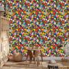 Wallpaper Small Flowers Red and Green for Living Room and Bedroom 50x1000