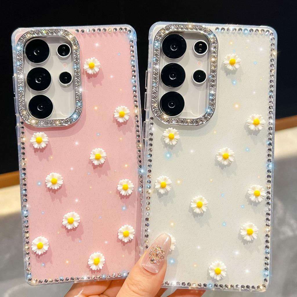 Suitable for Samsung S25 Ultra Flash Drill Mobile Phone Case A17 Creative Little Zou Juhua A56 Flash Powder Luxury All Inclusive Soft Shell
