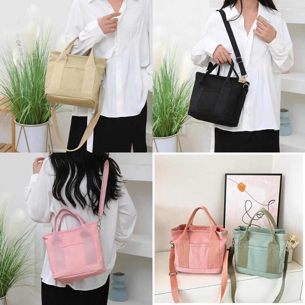 Japanese Canvas Tote Bag For Women With Multiple Compartments Casual Daily Use