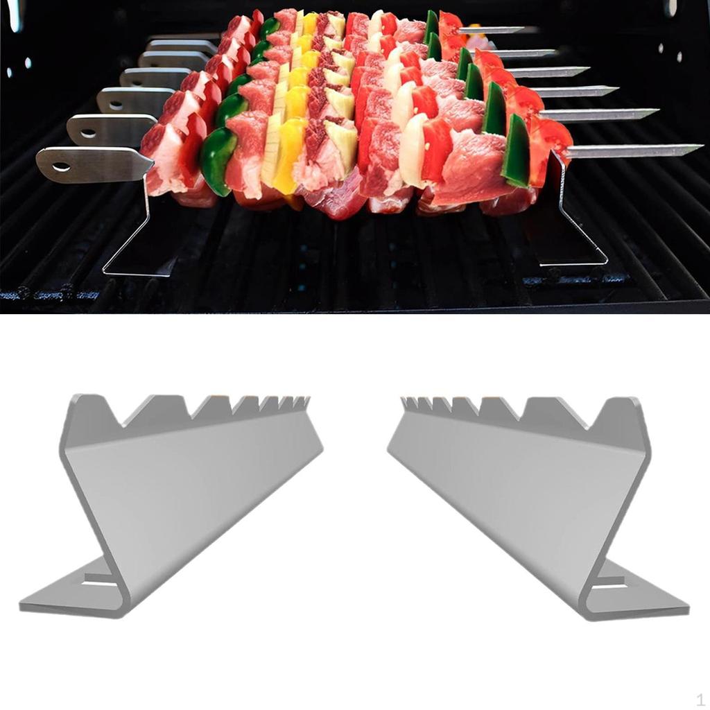 Skewers Rack Set BBQ Barbecue Sticks Flat Metal Reusable Kebab Stick for