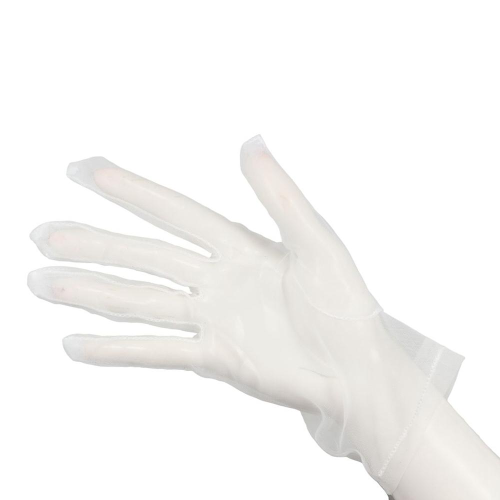 Women Sexy Black Wedding Transparent Faux Silk Finger Gloves Opera Gloves Mesh Short Gloves