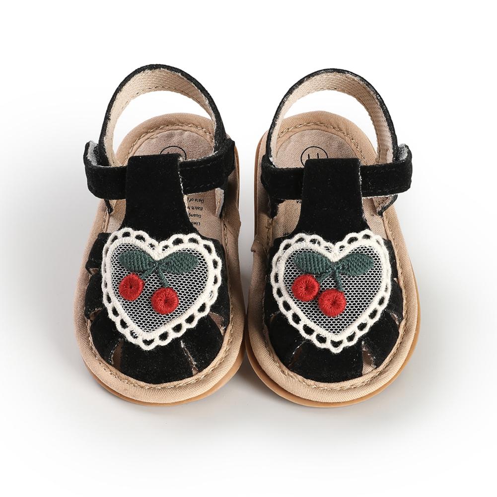 Infant Baby Fruit-Embroidered Sandals First Walking Shoes 12 чёрный