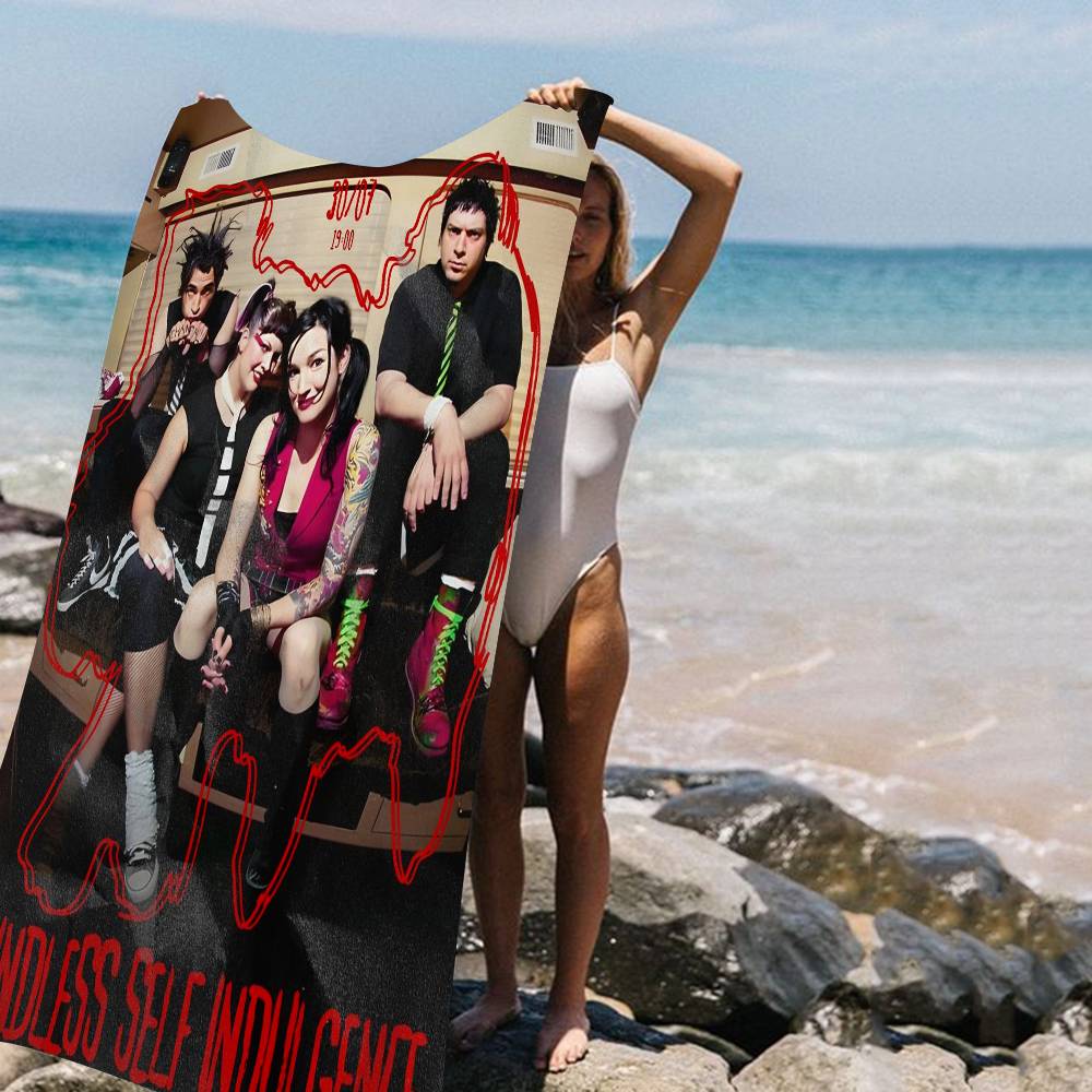 Retro Mindless Self Indulgence Band MSI Beach Towel Bath Towels Microfiber Quick Dry Custom Sand Free Beach Yoga Spa Gym Pool