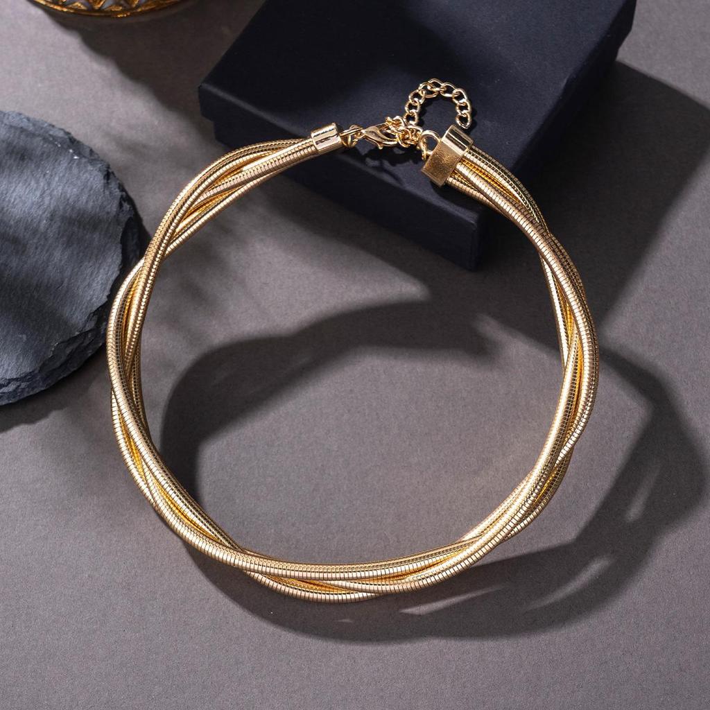 European and American Three-wire Winding Collar Necklace