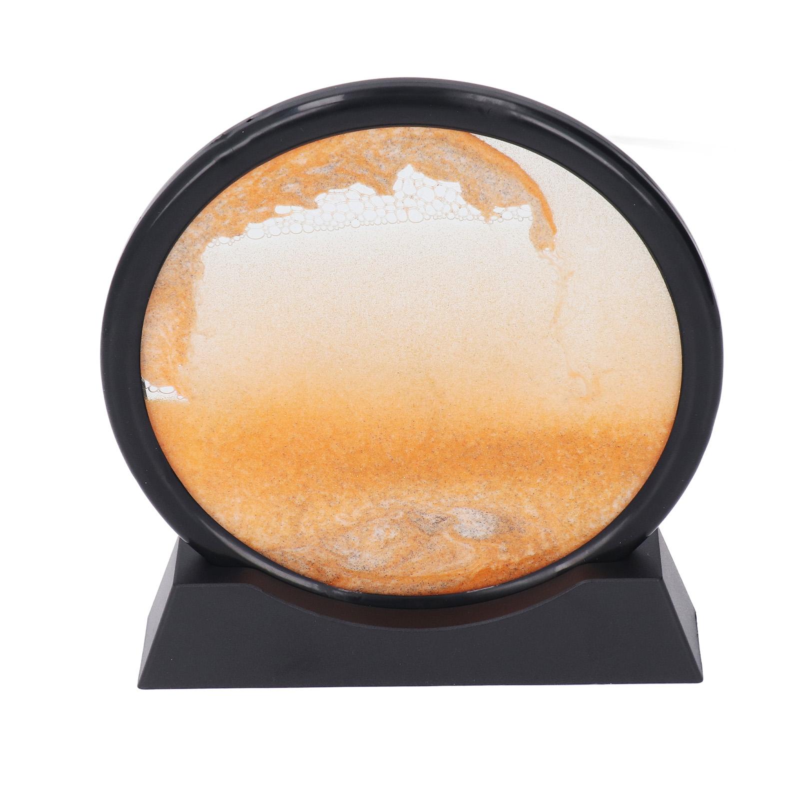 3D Sand Painting Round Yellow Light Luxury Transparent Glass 3D Quicksand Painting Living Room Office Decoration