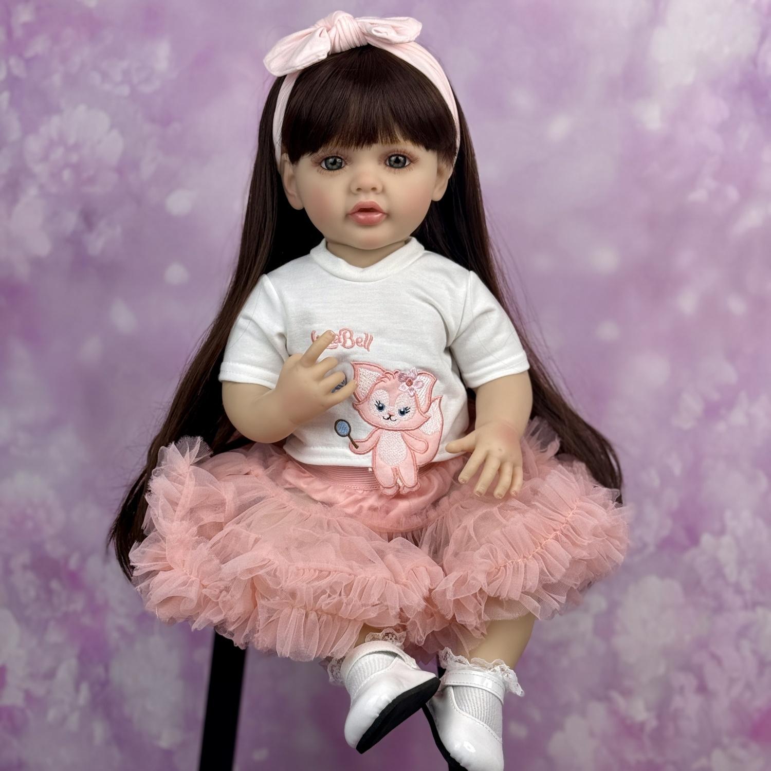 

BZDOLL 55 СМ Кукла Реборн с Полным Виниловым Телом Игрушка Наряжать Длинные Волосы Принцесса Малышка Девочка Младенцы Реалистичная Ручной Работы Подарок на День Рождения vinyl body doll