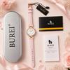 BUREI Japanese Quartz Simple and Leather Gift Women's Watch, Movement, Stylish, Strap, (Pink)