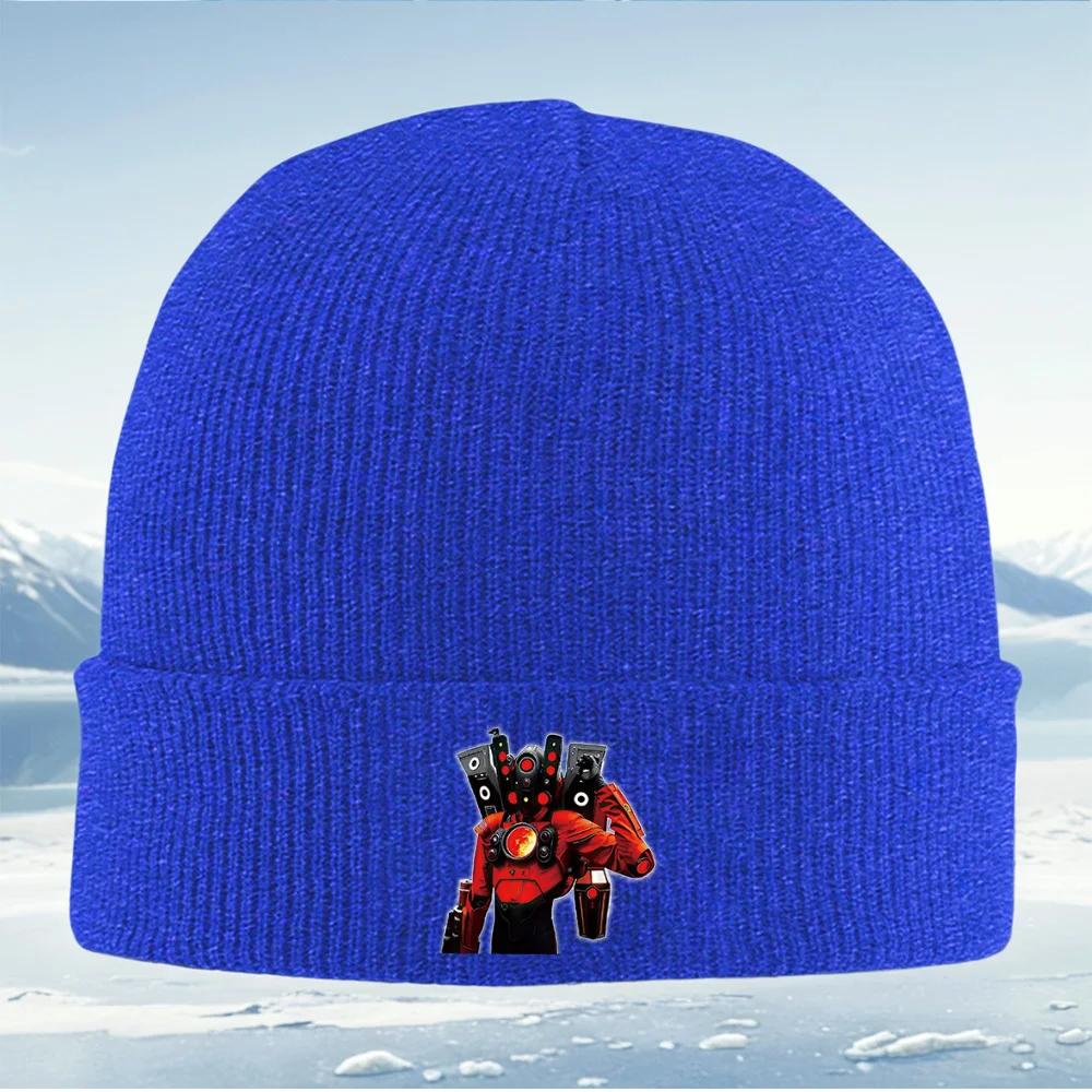 Redclad robotic figure holding lantern Unisex Women Unisex Knitted Hat Beanie Pullover Cap Winter Thermal Warm Christmas Outdoor C