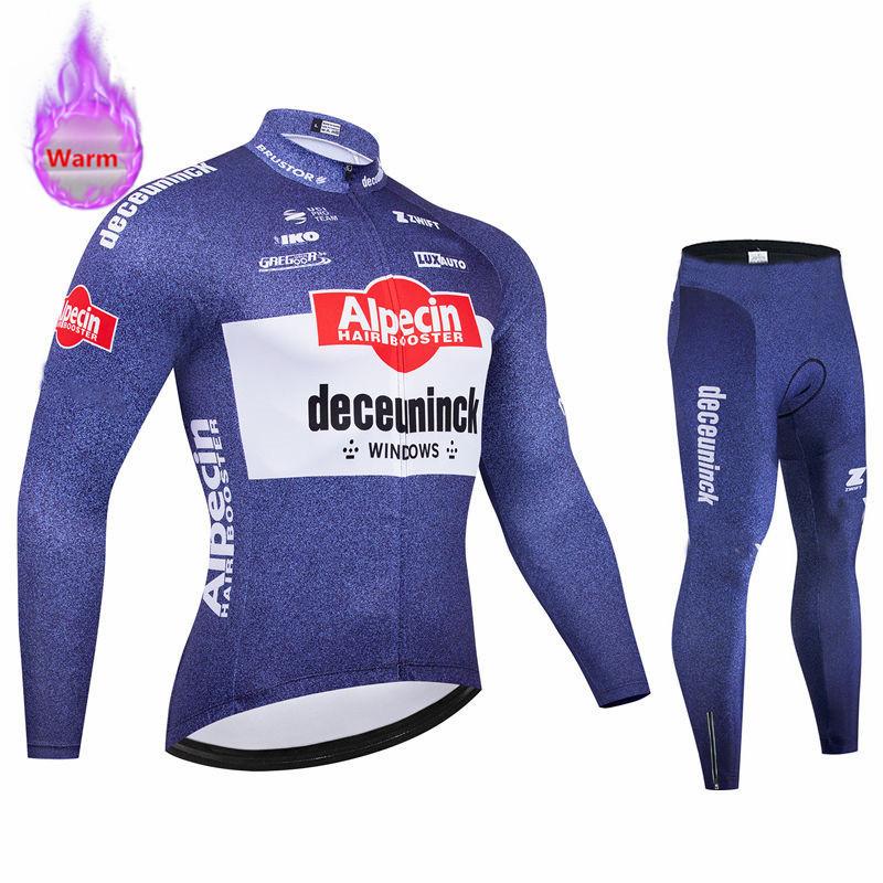 Alpecin Pro Team-Thermal Fleece Cycling Clothing Set for Men, Road, Mountain Bike, Bicycle Clothes, MTB Maillot, Winter, New