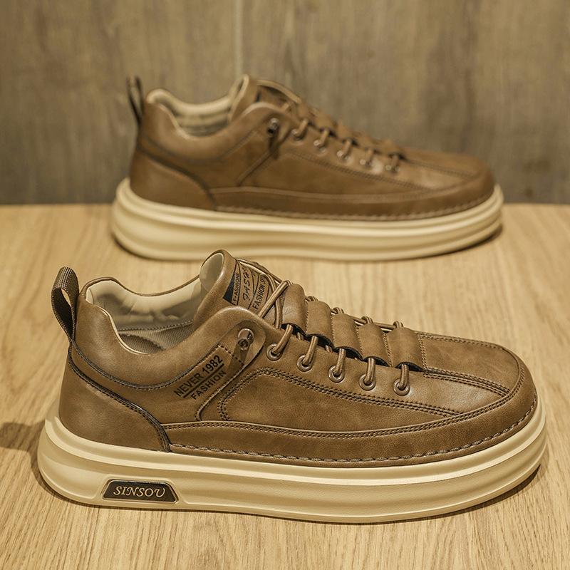 Men's high-end inner height-increasing shoes autumn and winter leather casual board shoes