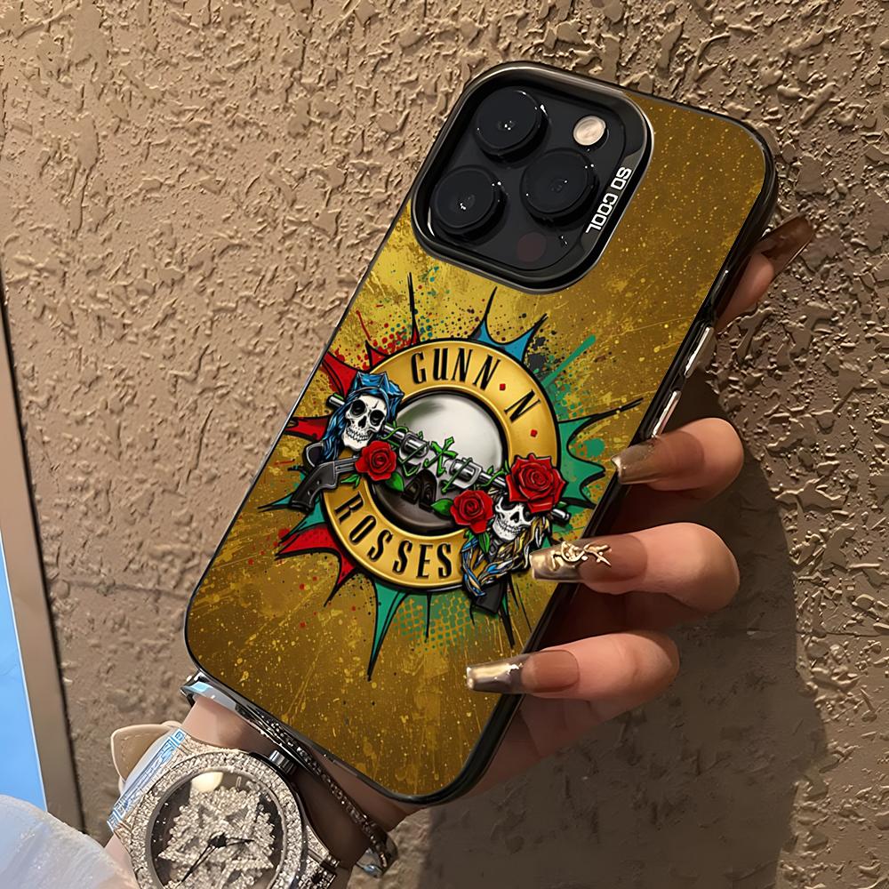 Band G-Guns N Roses Phone Case For 17 Pro Max IPhone 16 Pro Max 15 14 Plus 12 13 X XS Max 11 Colorful Silver Cover