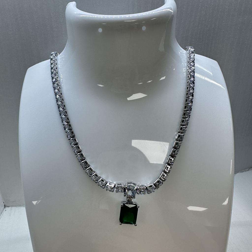 HECHENG,,Copper Color Luxury Zircon Set,Green Zircon Bracelet Necklace Pendant Wedding Gifts