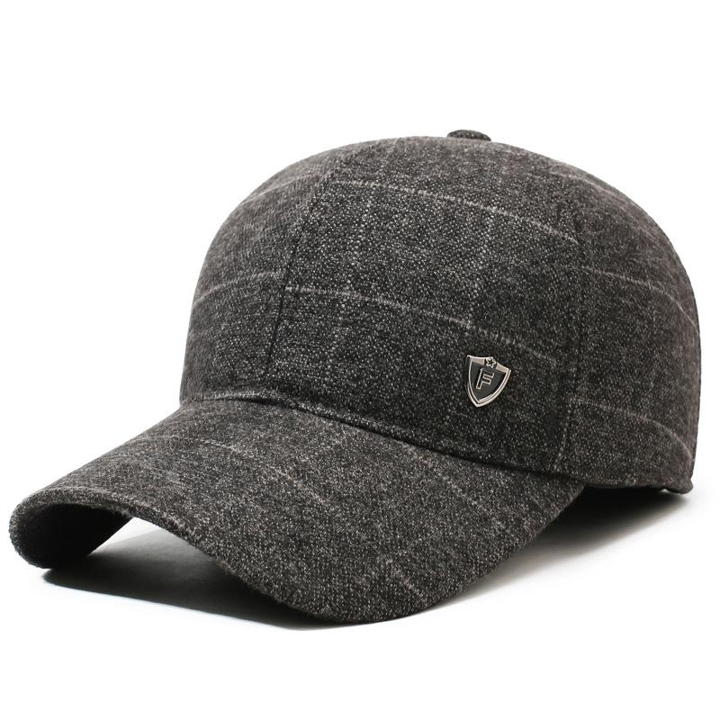 

Autumn Winter Middle-Aged Men s Plaid Baseball Cap Outdoor Thick Warm Wind-Proof Cap Ear Protection Cotton Cap
