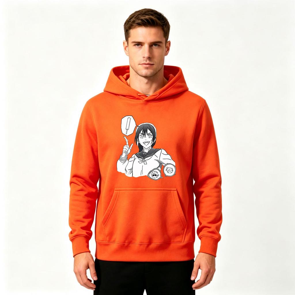 Men Cartoon Anime Pattern Print Pullover Hoodie Casual Long Sleeve Sweatshirt for Daily Wear