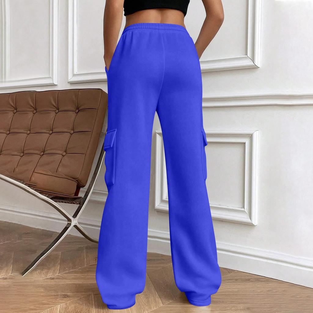 Women's Casual, Stylish, Loose-fitting, Sporty Drawstring Waist Wide-leg Pants