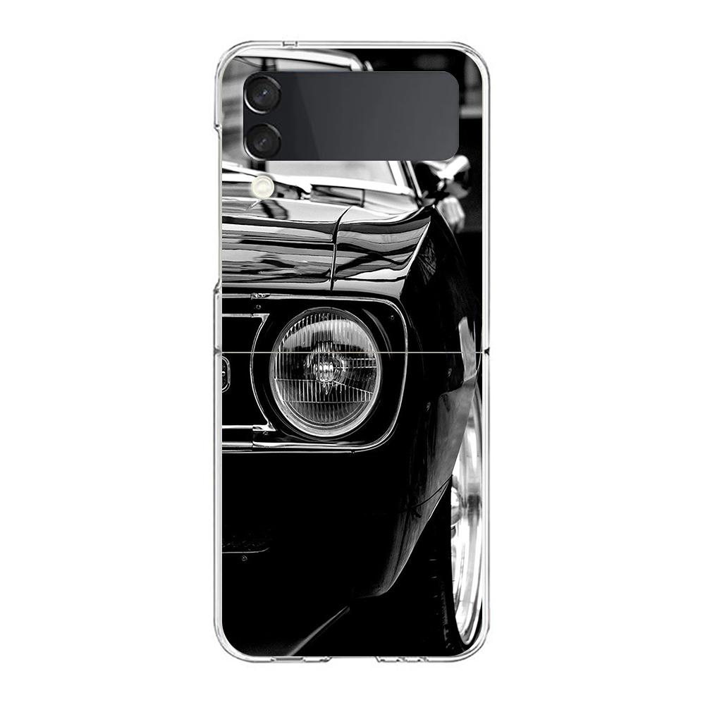 Classic Vintage Old Retro Car Phone Case For Samsung Galaxy Z Flip 3 4 5 Hard Folding Clear PC For Samsung Z Flip 6 Back Cover