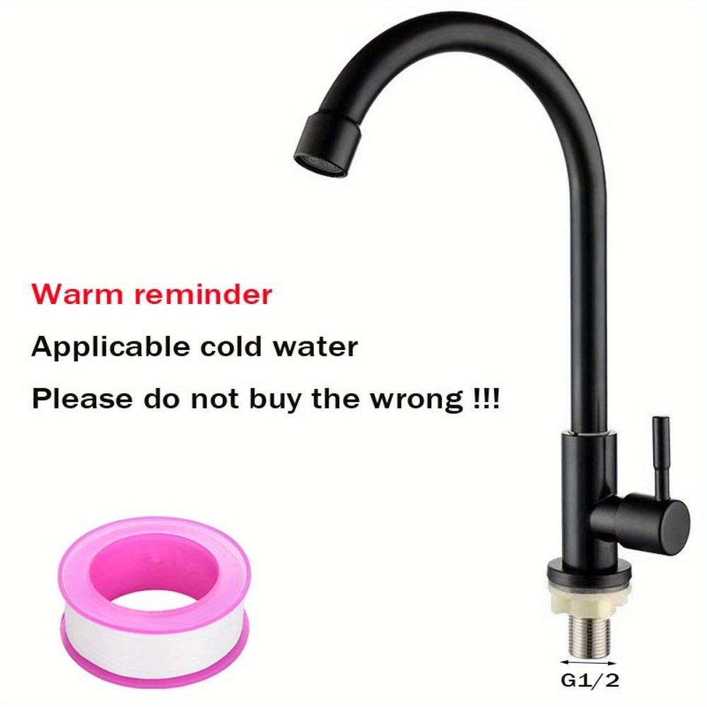 Stainless Steel Kitchen Faucet, Single Cooled Faucet, Universal G1/2 Thread Does Not Require Electricity or Batteries