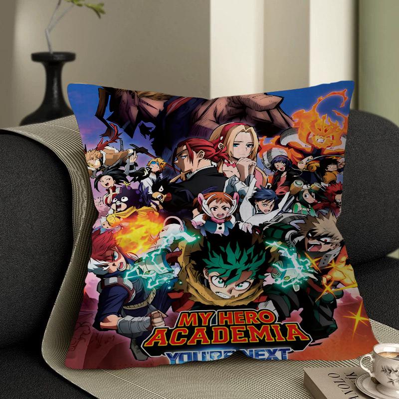 My Hero Academia Pillow Covers Cartoon Sofa Decorative Home Double-sided Printing Short Plush Cute Cushion Cover