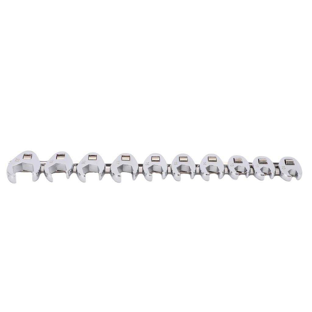 10 PCS 3 8 Inch Metric Crowsfoot Wrench Set Crows Foot Wrench Head Set with Clip On Organizer 10 11 13 14 15 16 17 18
