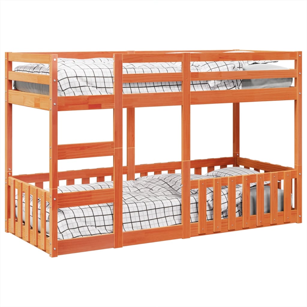 Bunk Bed Wax Brown 75 x 190 cm Solid Pine Wood