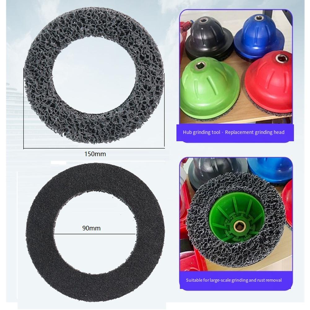 Fresh Brake Wheel For Hub Cleaning Tool 6" Replacement Pad 2 Pack- Hook& Loop Design, Black Resurfacing Disc
