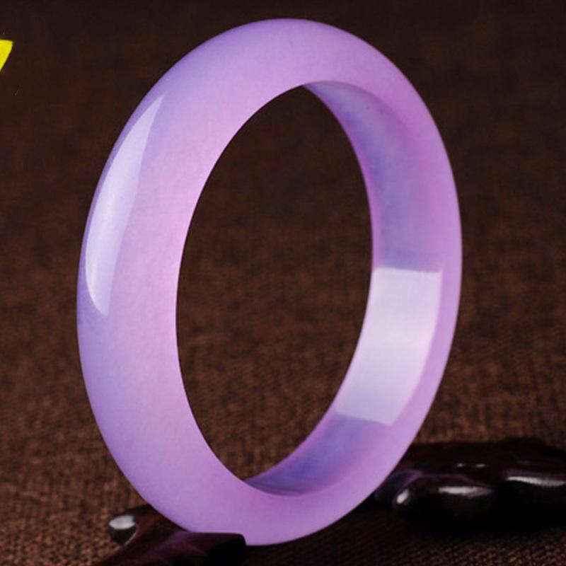 

Браслет из фиолетового нефрита с натуральным ледяным видом, модный браслет с изумрудным шармом, женский подарок 56MM