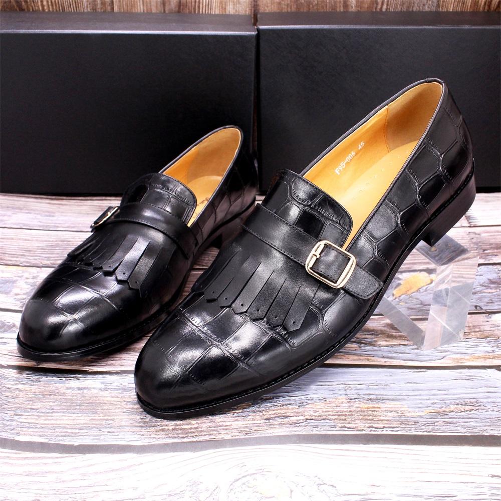 Classic Men Shoes High quality Pure Cowhide Leather Casual Formal Office Suit Match Footwear Metal Buckle Loafers for Gentlemen