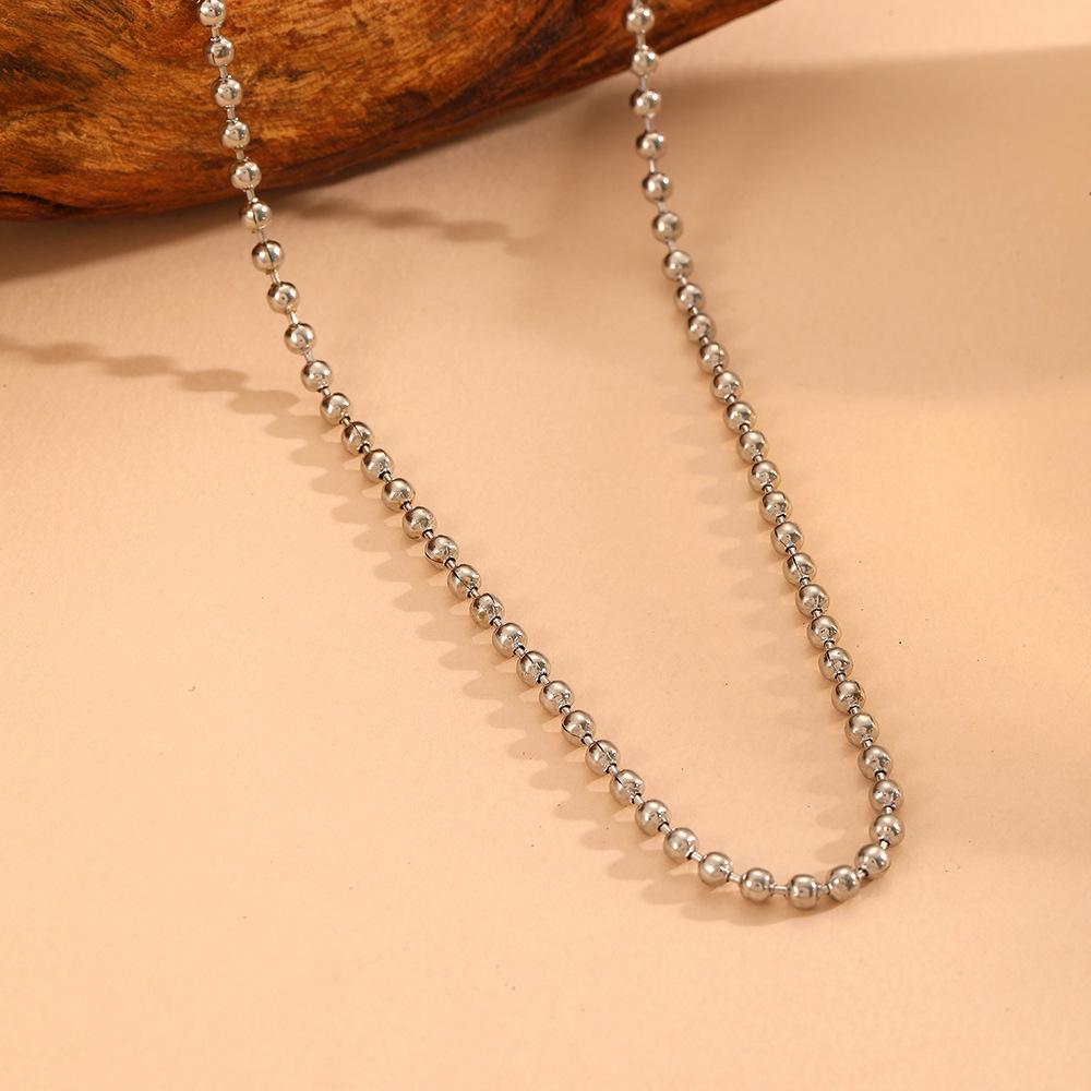 European INS Style Stainless Steel & Titanium 18K Ball Chain Non-Fading Jewelry Set