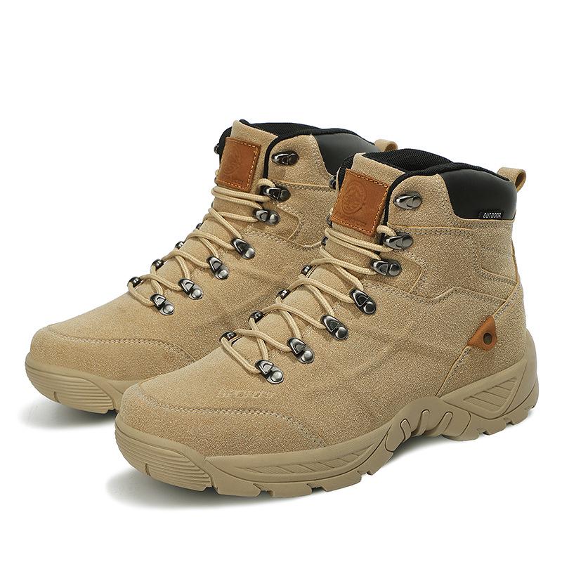 Men's Plus Size Mid-top Outdoor Training Boots - Non-slip & Wear-resistant for Hiking