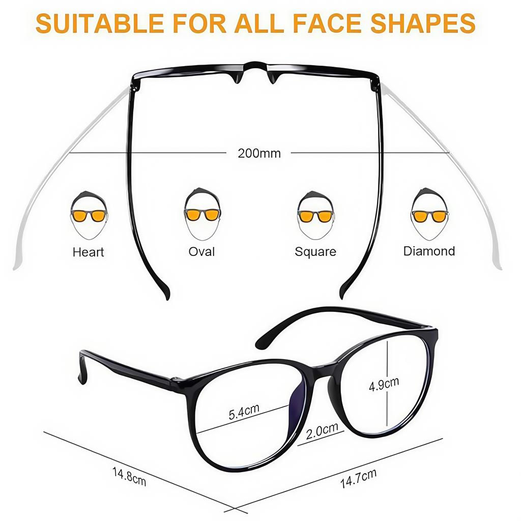 2PCS Transparent Computer Glasses Frame Women Men Anti Blue Light Round Glasses Blackout Glasses Optical Sunglasses Lenses