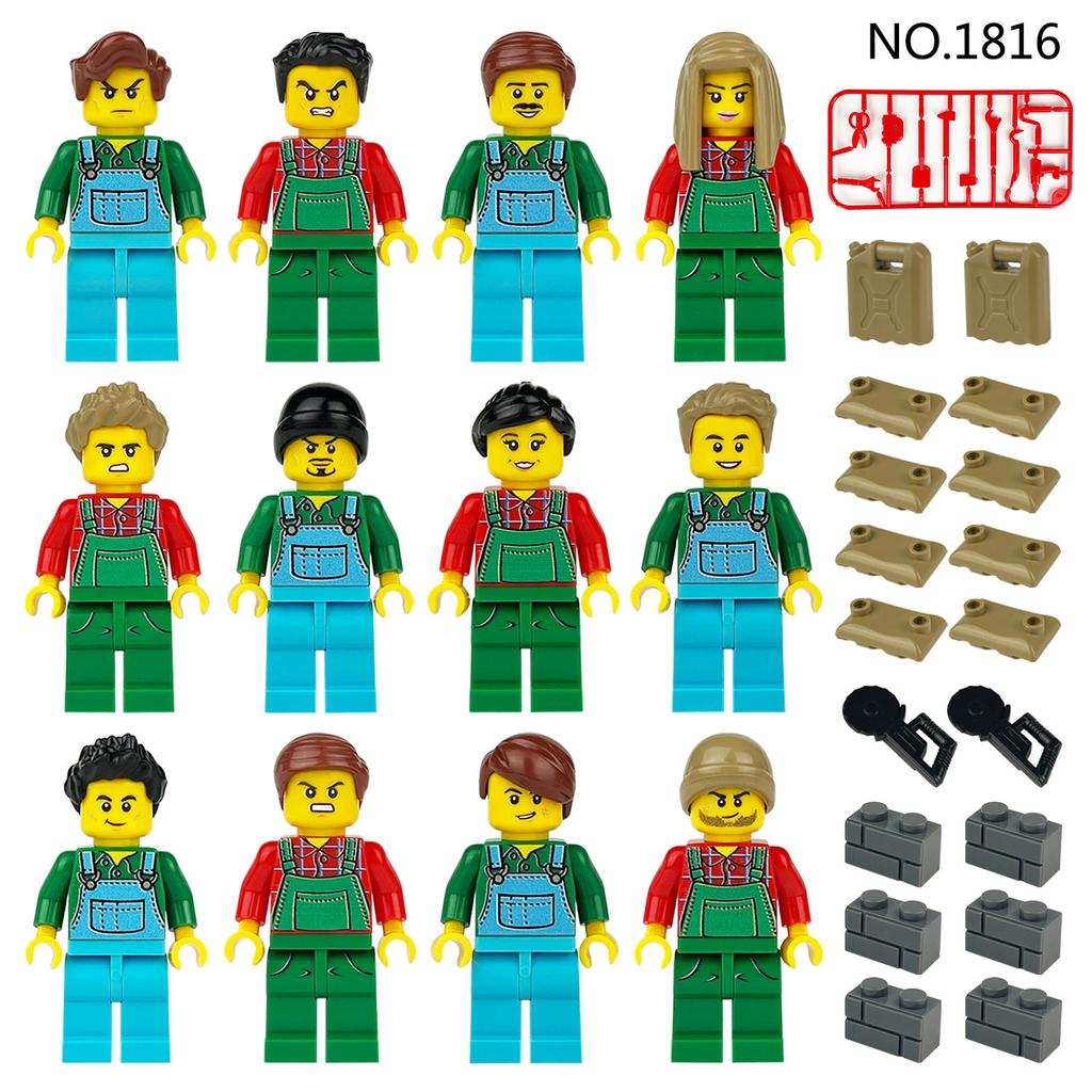 M8123 Construction Workers Urban Engineering Minifigures Children Assemble Small Particle Building Block Toys
