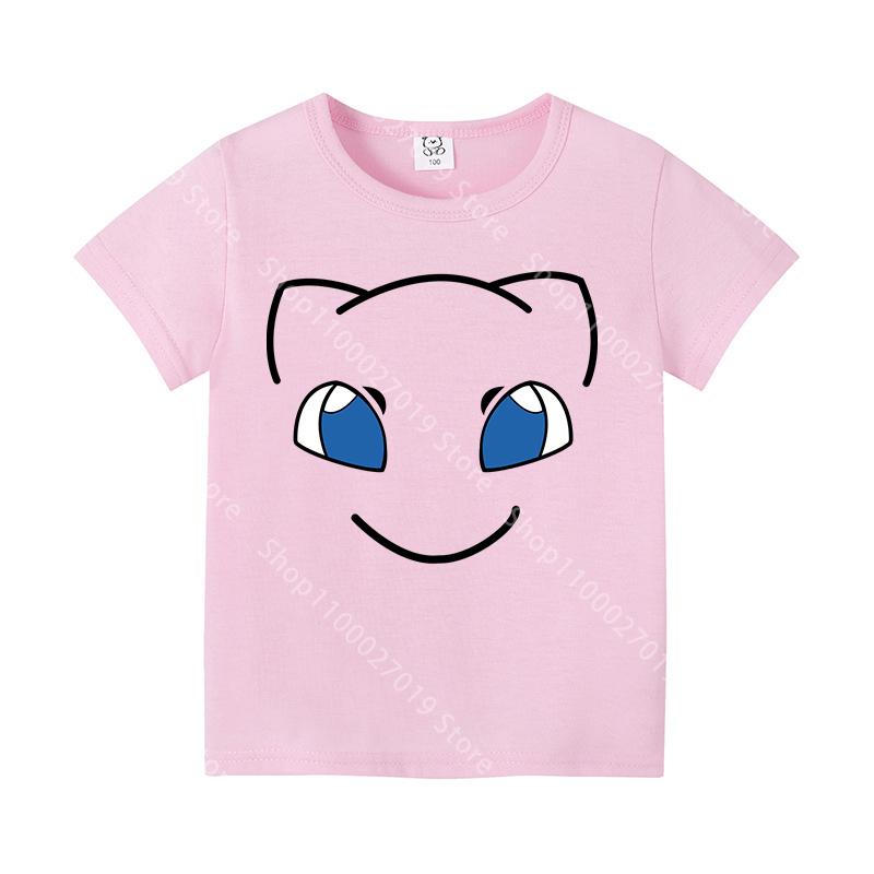 Different Colors Cartoon Face T Shirt Cute for Boys Girls Pokemons Pikachus Summer Cotton Clothes Tops