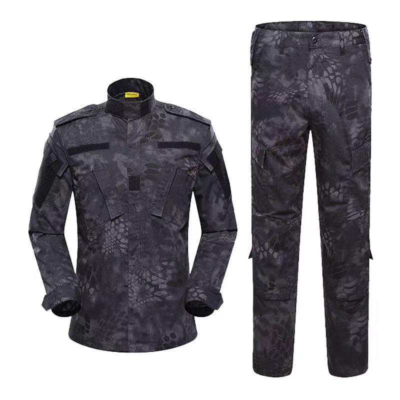 Men's Wear-Resistant Black Camouflage Tactical Suit for Spring/Autumn