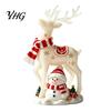 Holiday Atmosphere Table Accessory Christmas Reindeer Snowman Resin Figurine, White Deer Statue with Red Scarf, Charming Winter Decor Tabletop