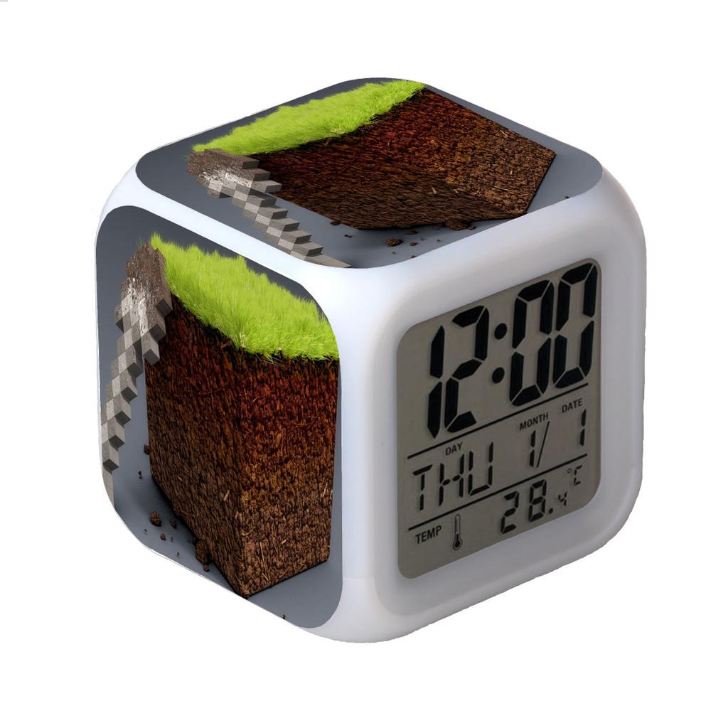 Minecraft Alarm Clock Led Night Light Colourful Changing Desktop Decoration