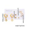 Versatile 18K Titanium Steel Earrings Set with Cross, Heart, and Butterfly Pendants