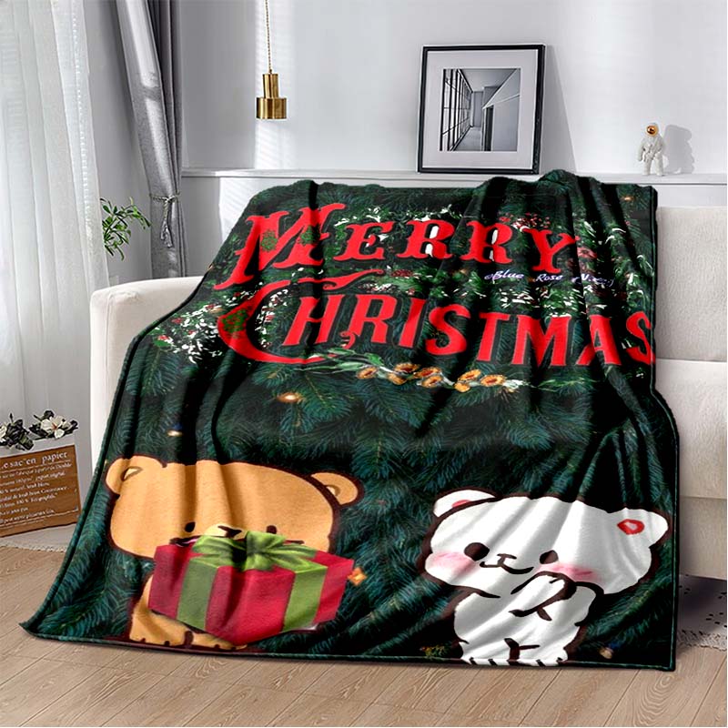 Cute Bubu and Dudu Series Blanket Cartoon Print Kids Warm Flannel Soft Comfortable Home Travel Blanket Bed Blanket Birthday Gift
